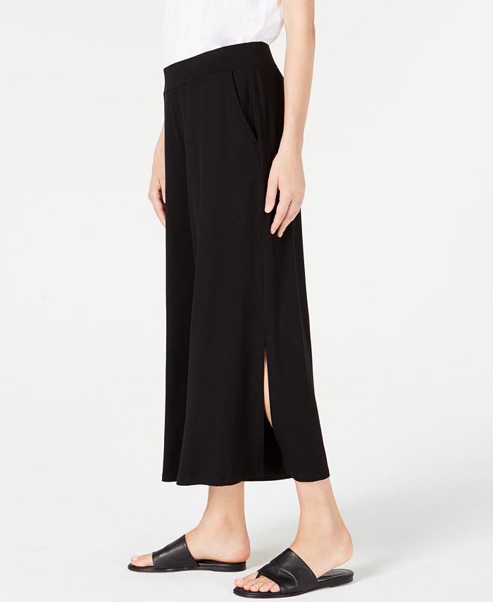 Eileen Fisher Wide-Leg Slit-Side Tencel Pants, Regular & Petite - Macy's