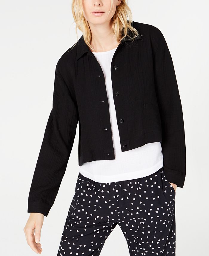 Eileen Fisher Organic Cotton Classic Collar Cropped Jacket