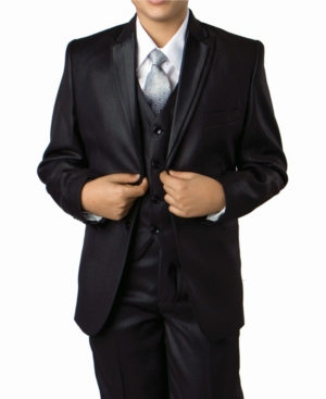 image of Tazio Husky Boys Solid Peak Lapel 2 Button Vested Boys Suit, 5 Piece