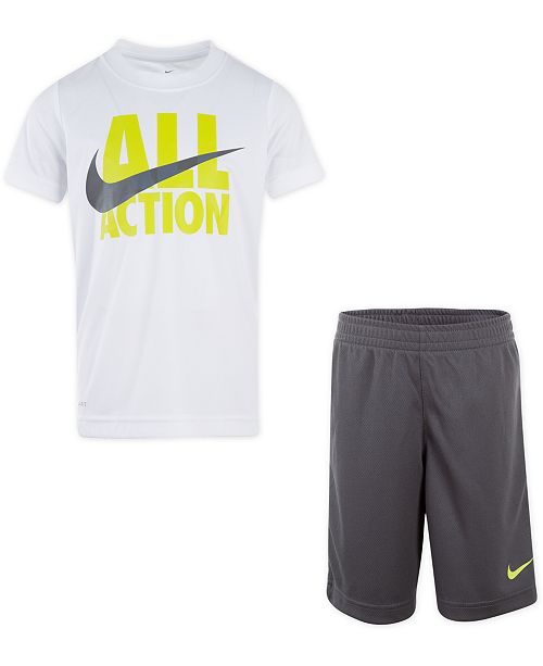 Nike Toddler Boys 2 Pc All Action Dri Fit Logo T Shirt Mesh