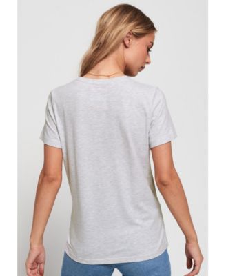 womens Premium Script Floral T-Shirt in ICE MARL | US