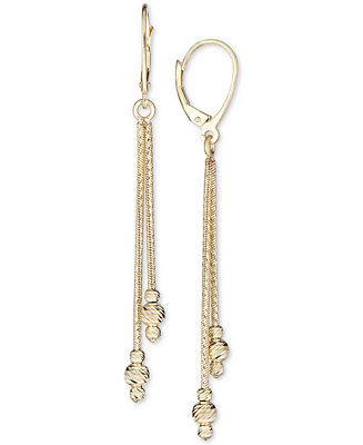 Italian Gold Beaded Drop Earrings in 14k Gold & Reviews - Earrings - Jewelry & Watches - Macy's