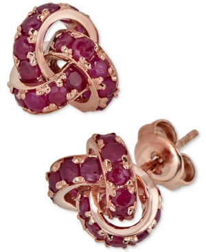 image of Certified Ruby Love Knot Stud Earrings (4 ct. t.w.) in 14k Rose Gold