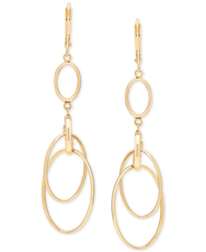 image of Italian Gold Circular Drop Earrings in 14k Gold