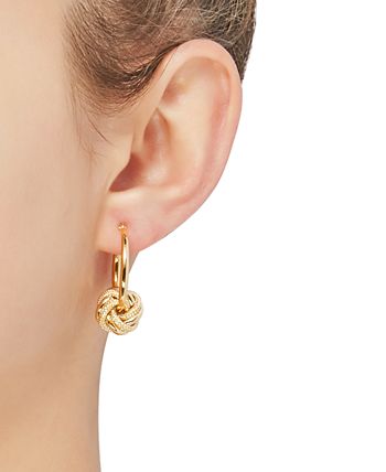 Italian Gold - Love Knot Drop Earrings in 14k Gold