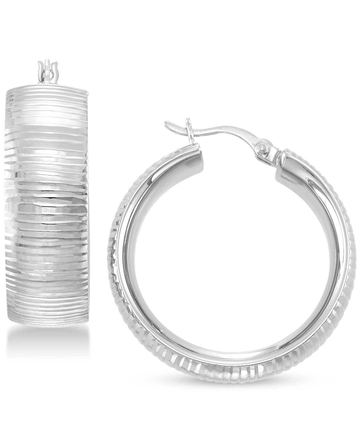 Simone I. Smith Textured Hoop Earrings In Sterling Silver