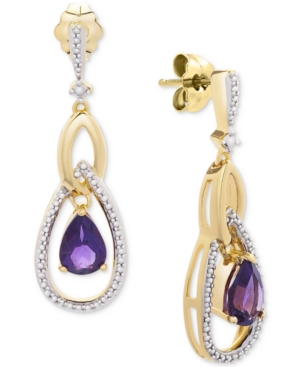 image of Amethyst Two-Tone Drop Earrings (1-1/3 ct. t.w.) in Sterling Silver & 14k Gold-Plate