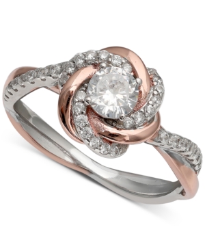 image of Giani Bernini Cubic Zirconia Love Knot Ring in 18k Rose Gold Over Sterling Silver and Sterling Silver, Created for Macy-s