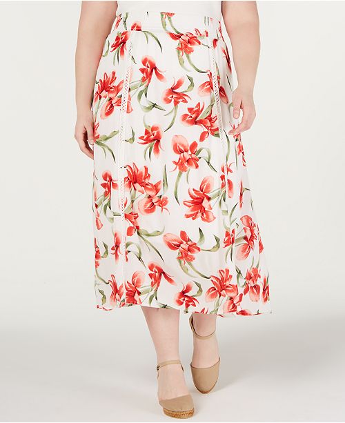 JM Collection Plus Size FloralPrint ALine Skirt, Created for Macy's