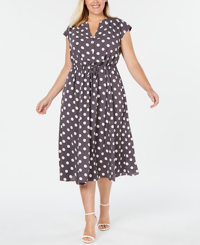 anne klein dot print midi dress