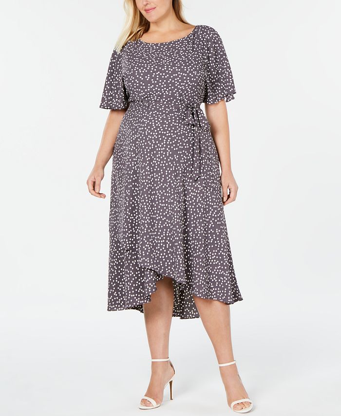 Anne Klein Plus Size Polka Dot Midi Dress - Macy's