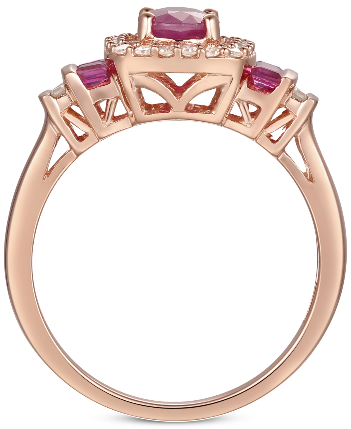 Sapphire (1 ct. t.w.) and Diamond (1/5 ct. t.w.) Ring in 14k Gold (Also available in Emerald and - Ruby/Rose Gold