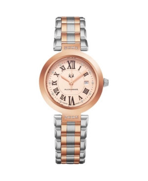 image of Alexander Watch AD203B-04, Ladies Quartz Date Watch with Rose Gold Tone Stainless Steel Case on Rose Gold Tone Stainless Steel Bracelet