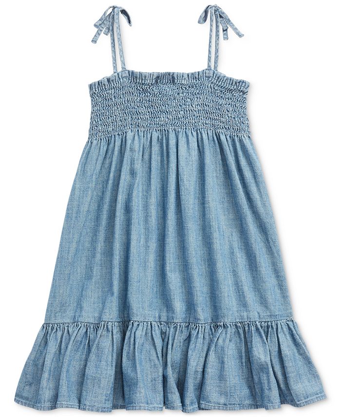 Polo Ralph Lauren Little Girls Chambray Cotton Dress - Macy's