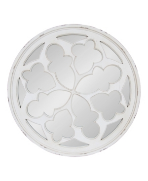 Kate And Laurel Holland Overlayed Round Wall Mirror In White