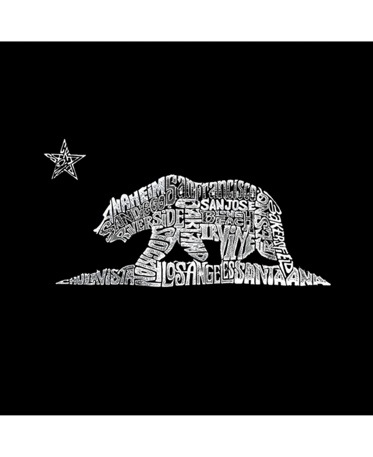 Мужская футболка LA Pop Art Cotton/Poly Blend Word Art - California Bear, цвет: Чёрный — фото 2