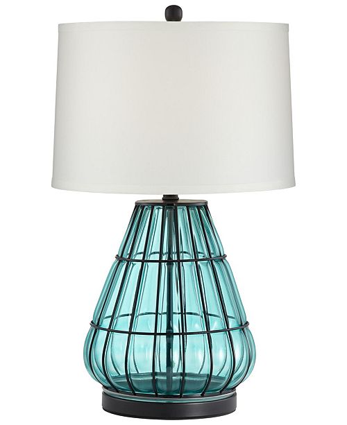 Pacific Coast Metal Cage And Aqua Glass Table Lamp Reviews