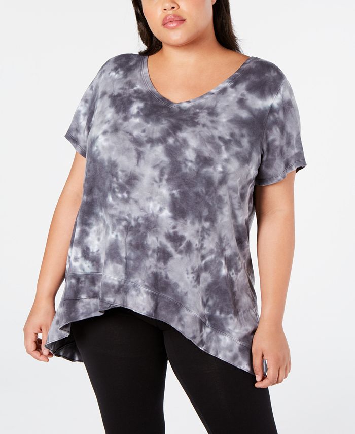 Calvin Klein Plus Size Tie-Dyed High-Low Top - Macy's