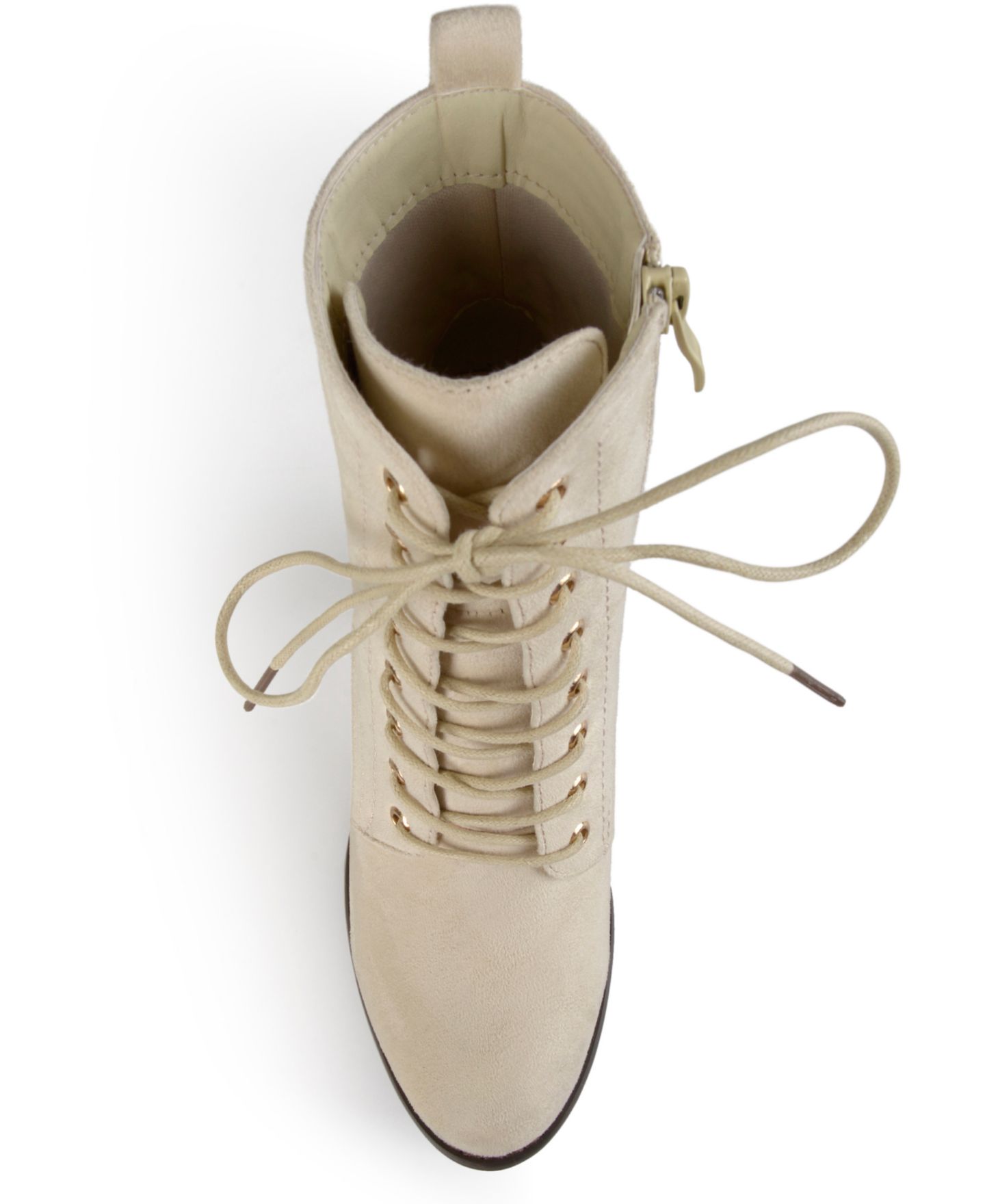 Женские ботинки Journee Collection Baylor Lace Up Stacked Heel Booties, цвет: Костяной — фото 6