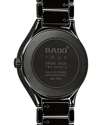 Rado - Unisex Swiss Automatic True Diamond (1/8 ct. t.w.) Black Ceramic Bracelet Watch 40mm