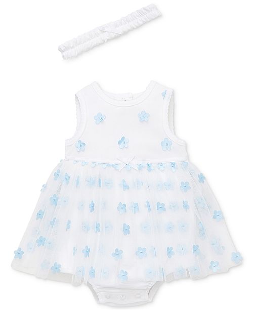 Little Me Baby Girls 2 Pc Headband Popover Bodysuit Set