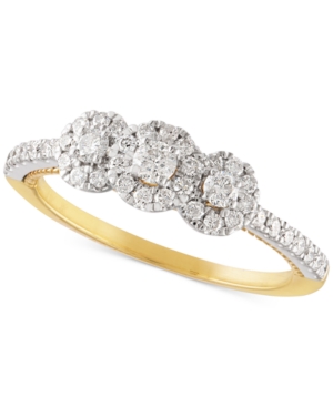 image of Diamond Triple Halo Engagement Ring (1/2 ct. t.w.) in 14k Gold & White Gold