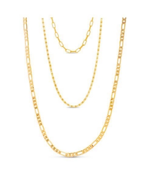 image of Steve Madden Women-s Cable Gold-Tone Chain 3pc Necklace Set