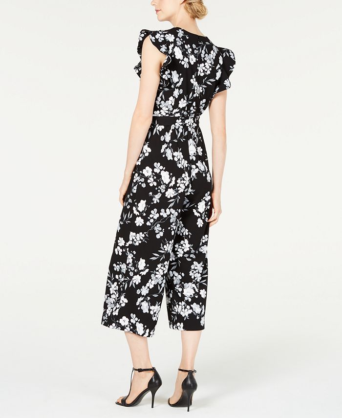 Calvin Klein Floral Cropped Ruffled Jumpsuit & Reviews - Pants & Capris ...