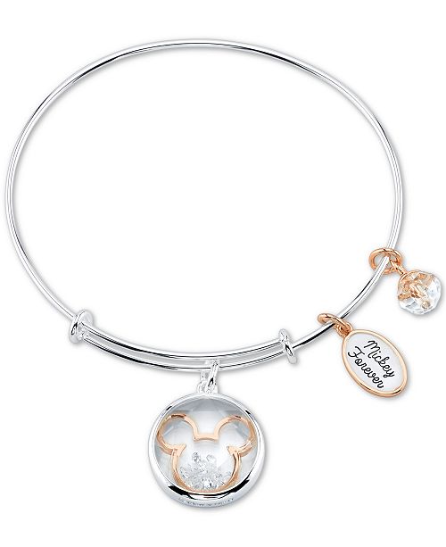 Disney Unwritten Crystal Micky Mouse Charm Bangle Bracelet In
