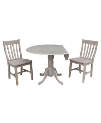 42" Dual Drop Leaf Table With 2 Schoolhouse Chairs