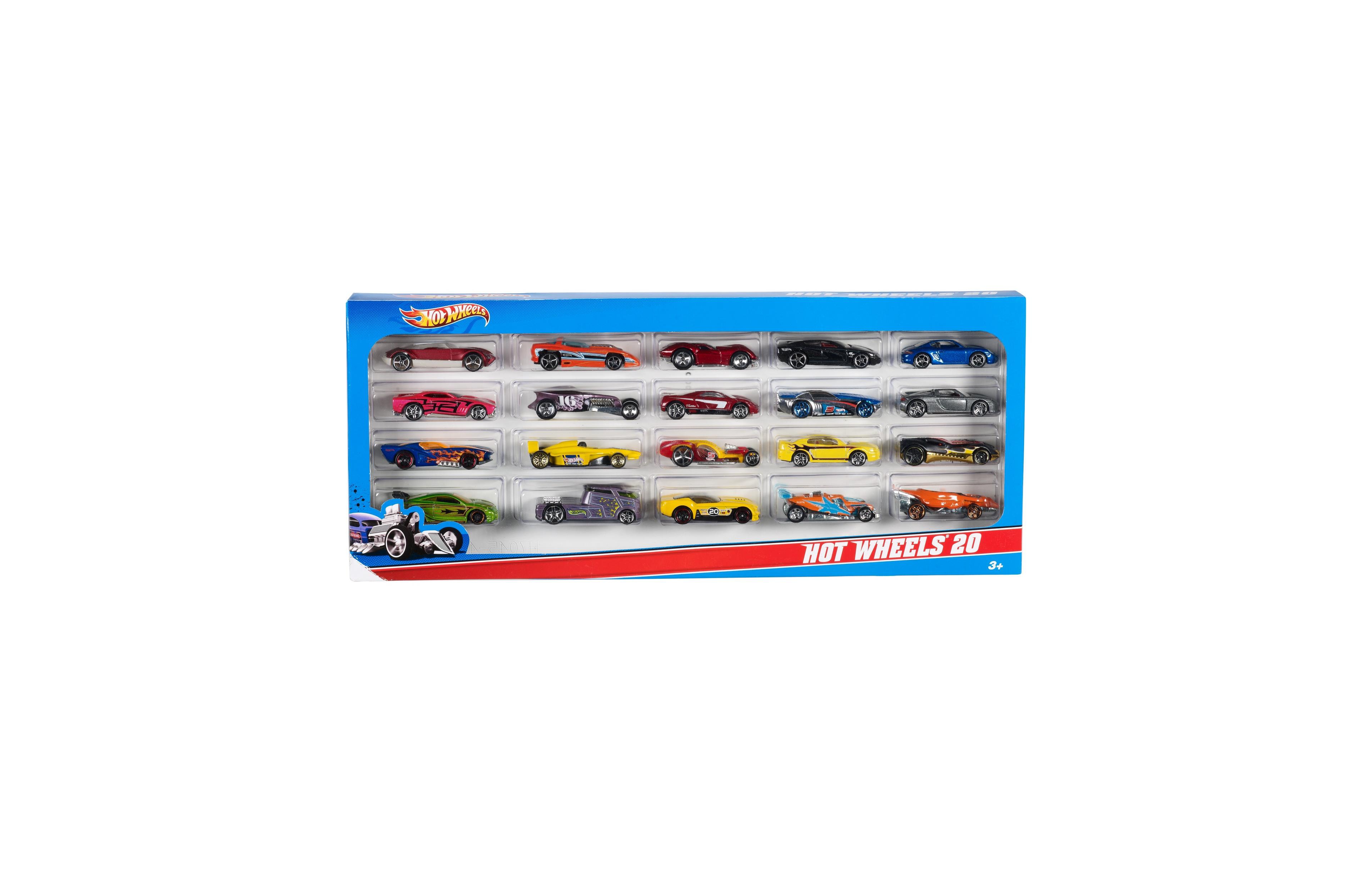 Hot Wheels 20-Car Pack, 20 1:64 Scale Toy Vehicles-Styles May Vary