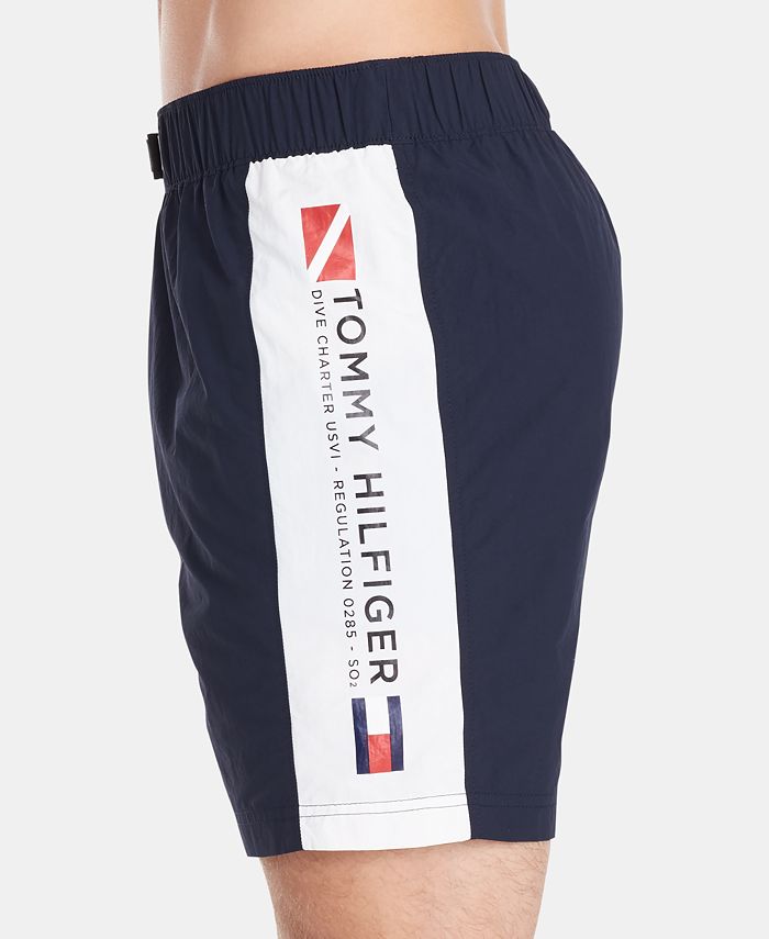 Tommy Hilfiger Men's Logo Graphic Swim Trunks, Created for Macy's ...
