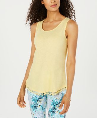 Charter Club - Cotton Pom Pom-Trim Tank Top