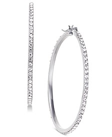 Pavé Hoop 2"-3 1/2" Earrings in Gold or Silver, Created for Macy's
