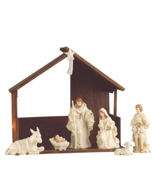 Belleek Pottery Classic Nativity Set In Open White