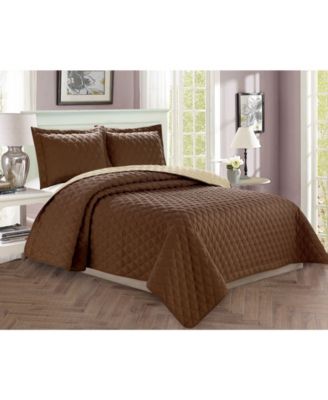 Luxury Diamond Design 3-Pc. Quilted Coverlet Set, Full/Queen