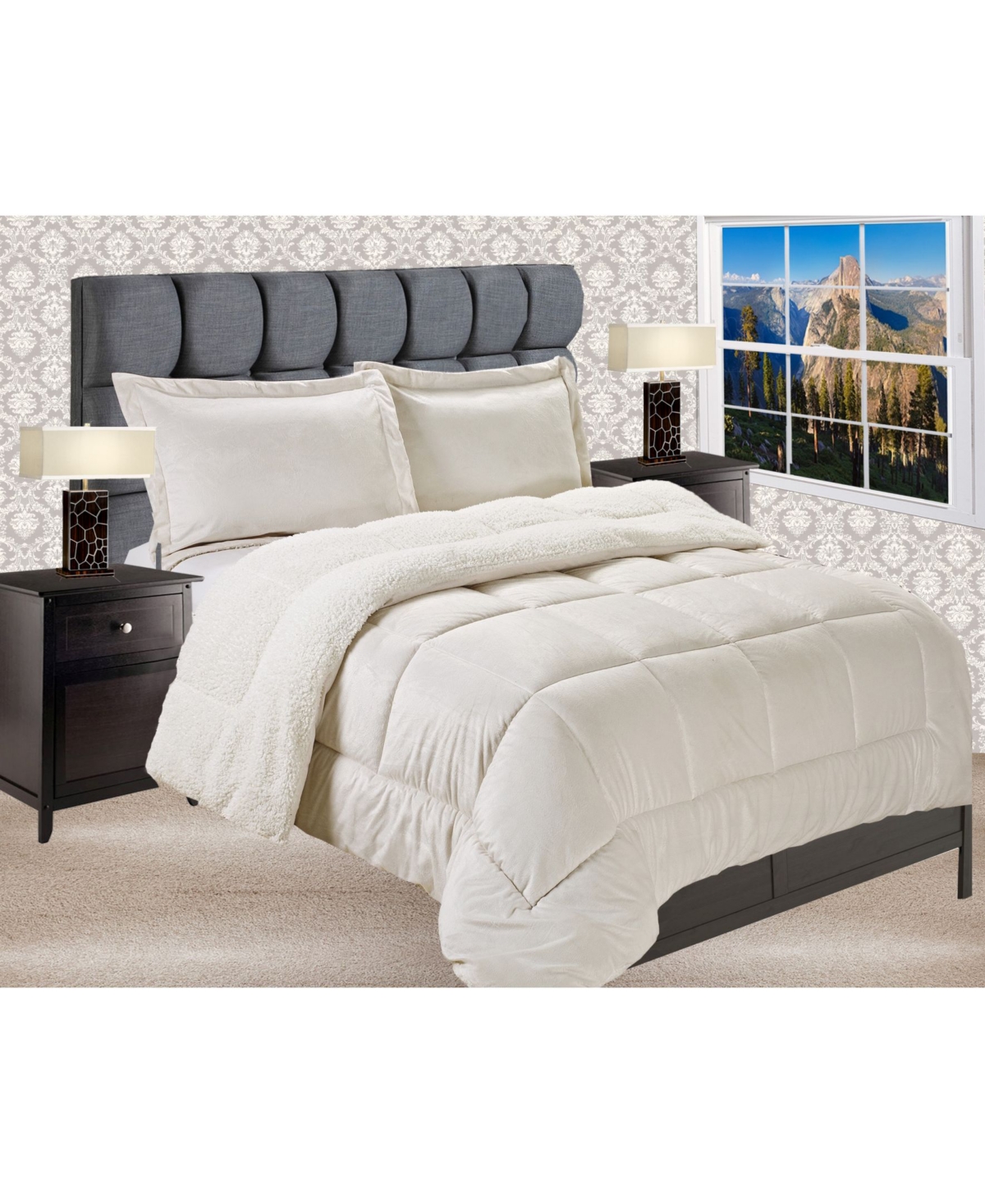 Elegant Comfort Micromink/Sherpa Reversible Down Alternative Microsuede 2 Pc Comforter Sets,
