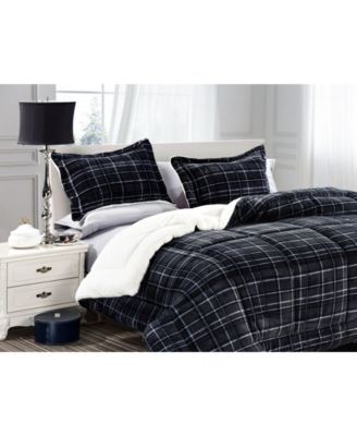 Plaid Micromink/Sherpa Reversible Down Alternative Microsuede 2-Pc. Comforter Sets, Twin