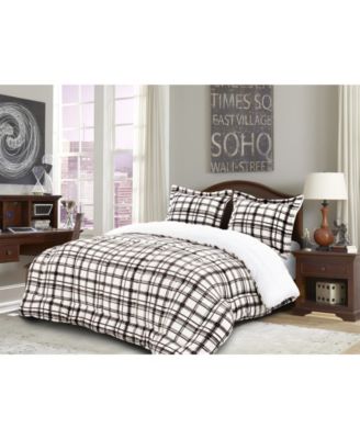 Plaid Micromink/Sherpa Reversible Down Alternative Microsuede 3-Pc. Comforter Sets, King/California King