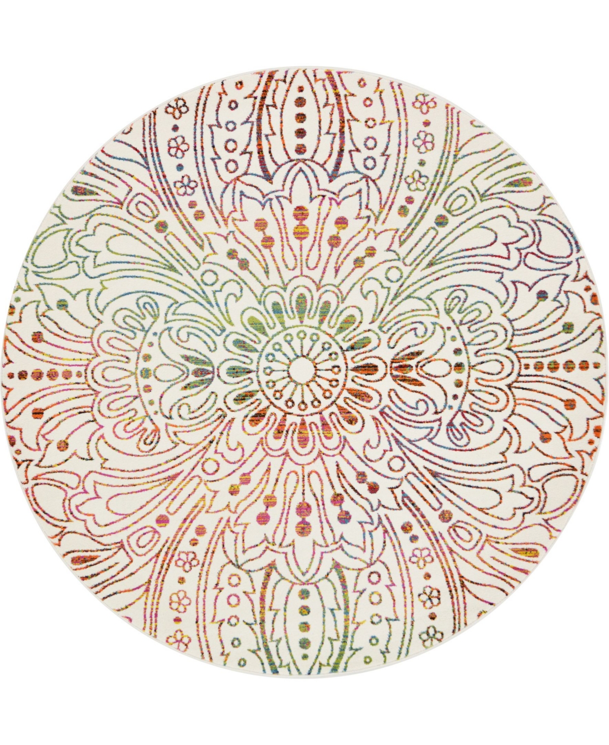 Bayshore Home Pari Par3 Ivory 8' x 8' Round Area Rug - Ivory