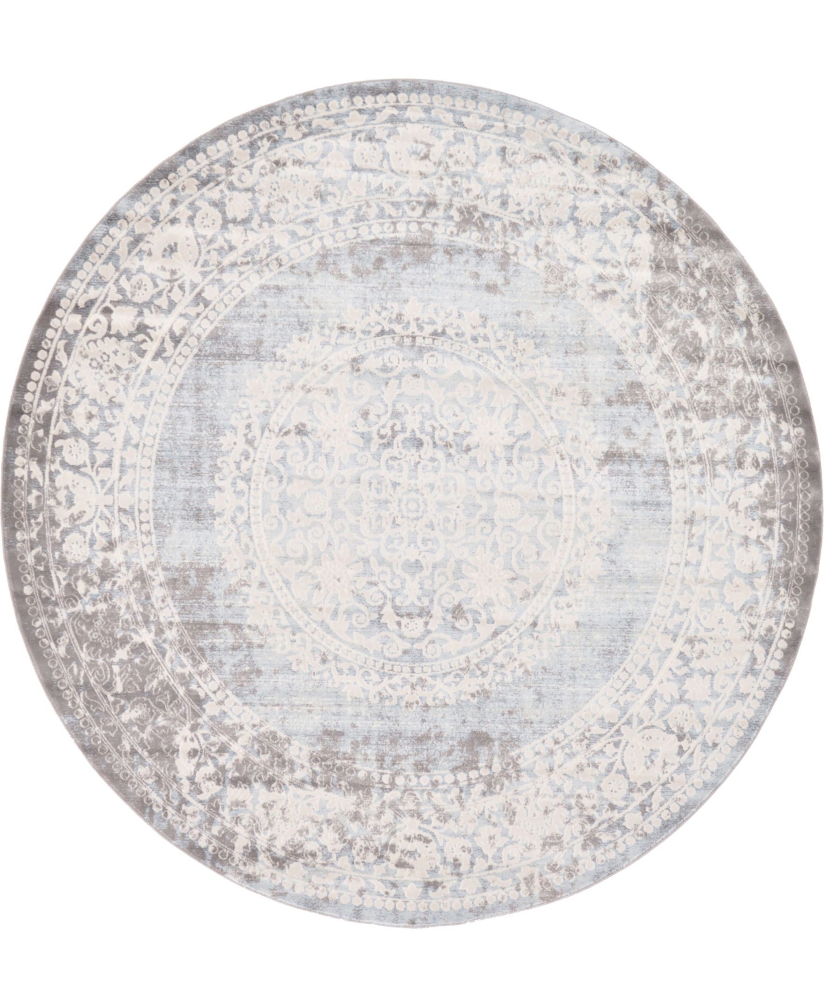 Bayshore Home Norston Nor4 8' x 8' Round Area Rug - Light Blue