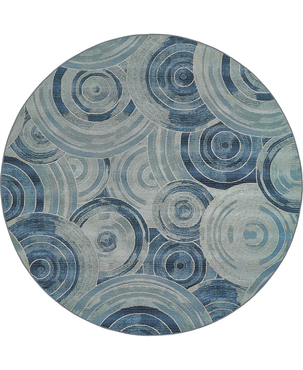 Bayshore Home Outdoor Pashio Pas1 Light Blue 8' x 8' Round Area Rug - Light Blue