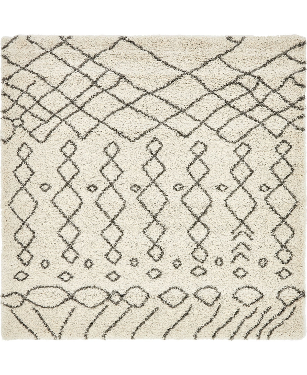 Bayshore Home Fazil Shag Faz2 8' x 8' Square Area Rug - Pure Ivory