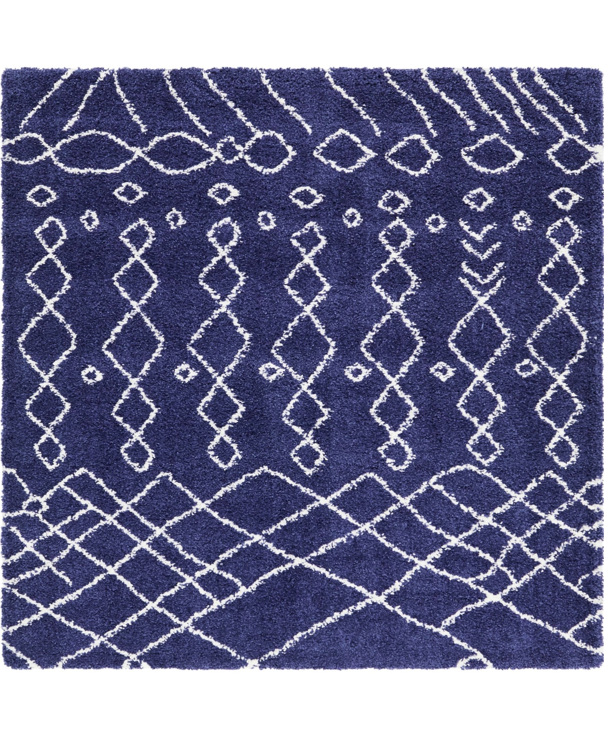 Bayshore Home Fazil Shag Faz2 8' x 8' Square Area Rug - Navy Blue