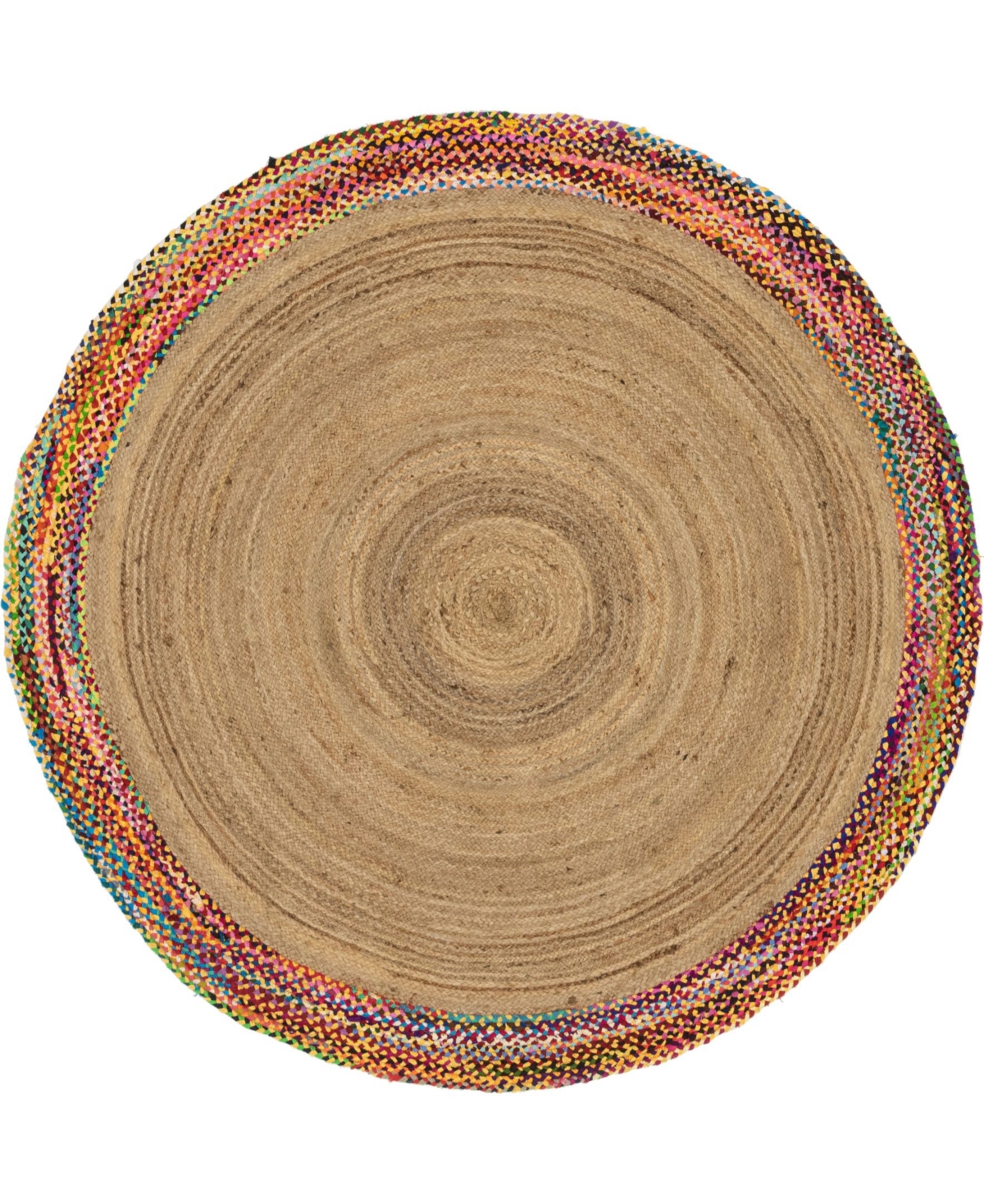 Bayshore Home Chindi Border Chb2 Natural 8' x 8' Round Area Rug - Natural