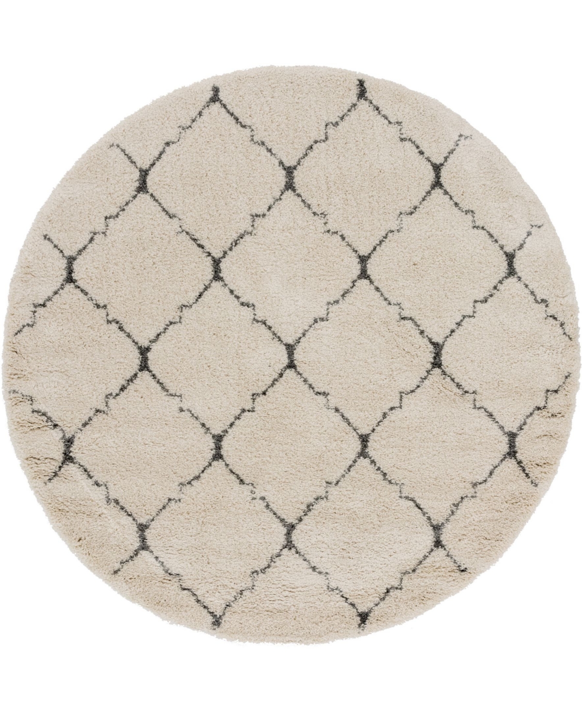 Bayshore Home Fazil Shag Faz5 Ivory 8' x 8' Round Area Rug - Ivory