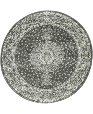 Bridgeport Home Closeout! Bayshore Home Mobley Mob1 3' X 3' Round Area Rug In Dark Gray