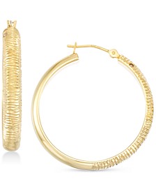 Diamond Accent Textured Hoop Earrings in 14k Gold Over Resin, Created for Macy's