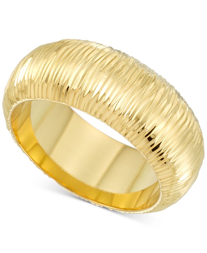 Signature Gold Diamond Accent Textured Ring in 14k Gold Over Resin