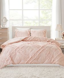 Kacie Full/Queen 3 Piece Solid Coverlet Set With Tufted Diamond Ruffles